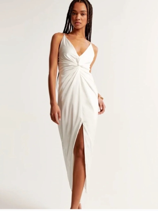 Abercrombie & Fitch Dresses & Skirts - Abercrombie & Fitch Draped Twist-Front Maxi Dress Satin White Size Small S NWT